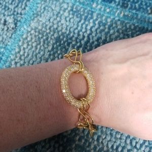 Rhinestone and Gold Finish Bracelet